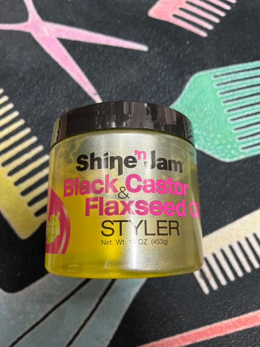 Shine n jam black castor & flaxseed oil